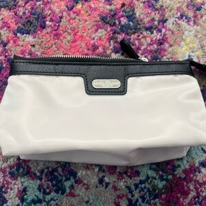 Salvatore Ferragamo White and Black Cosmetic Pouch with Zipper NWOT